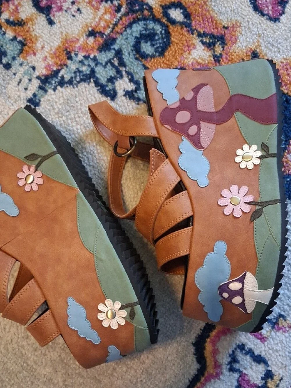 New Current Mood Mushroom Platform Sandals, Size 10